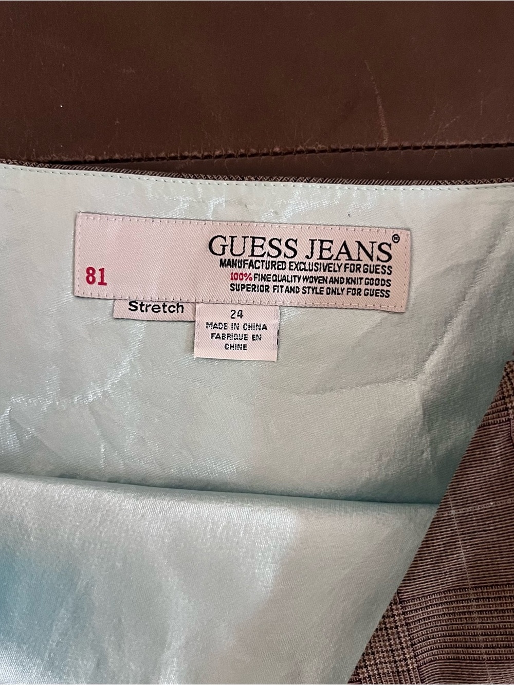 Guess Plaid Pleated Mini Skirt in Brown Tone - Picture 2 of 3
